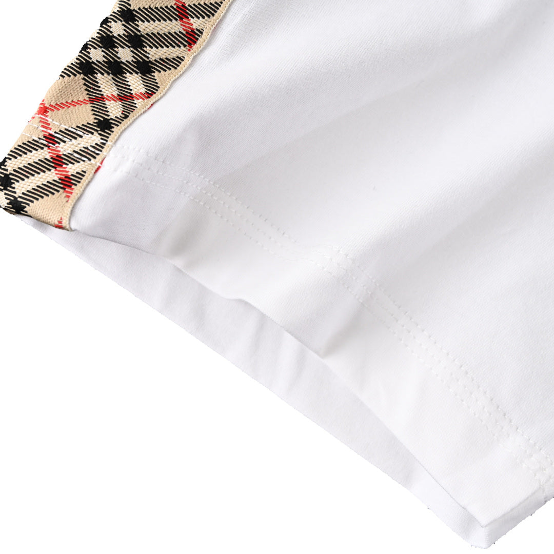 BURBERRY BBR Knight Embroidery Check-Shoulder T-Shirt