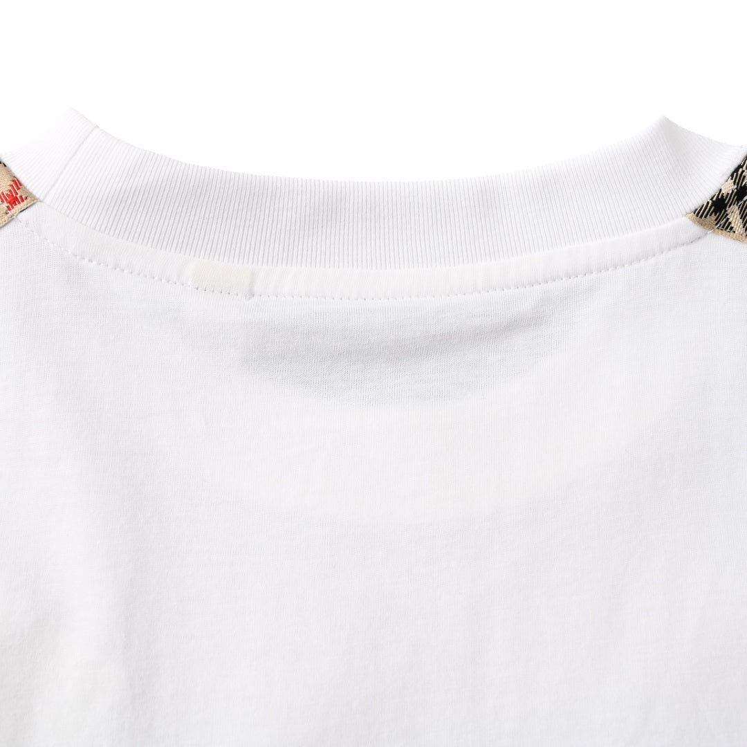 BURBERRY BBR Knight Embroidery Check-Shoulder T-Shirt