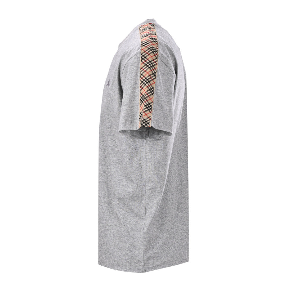 BURBERRY BBR Knight Embroidery Check-Shoulder T-Shirt
