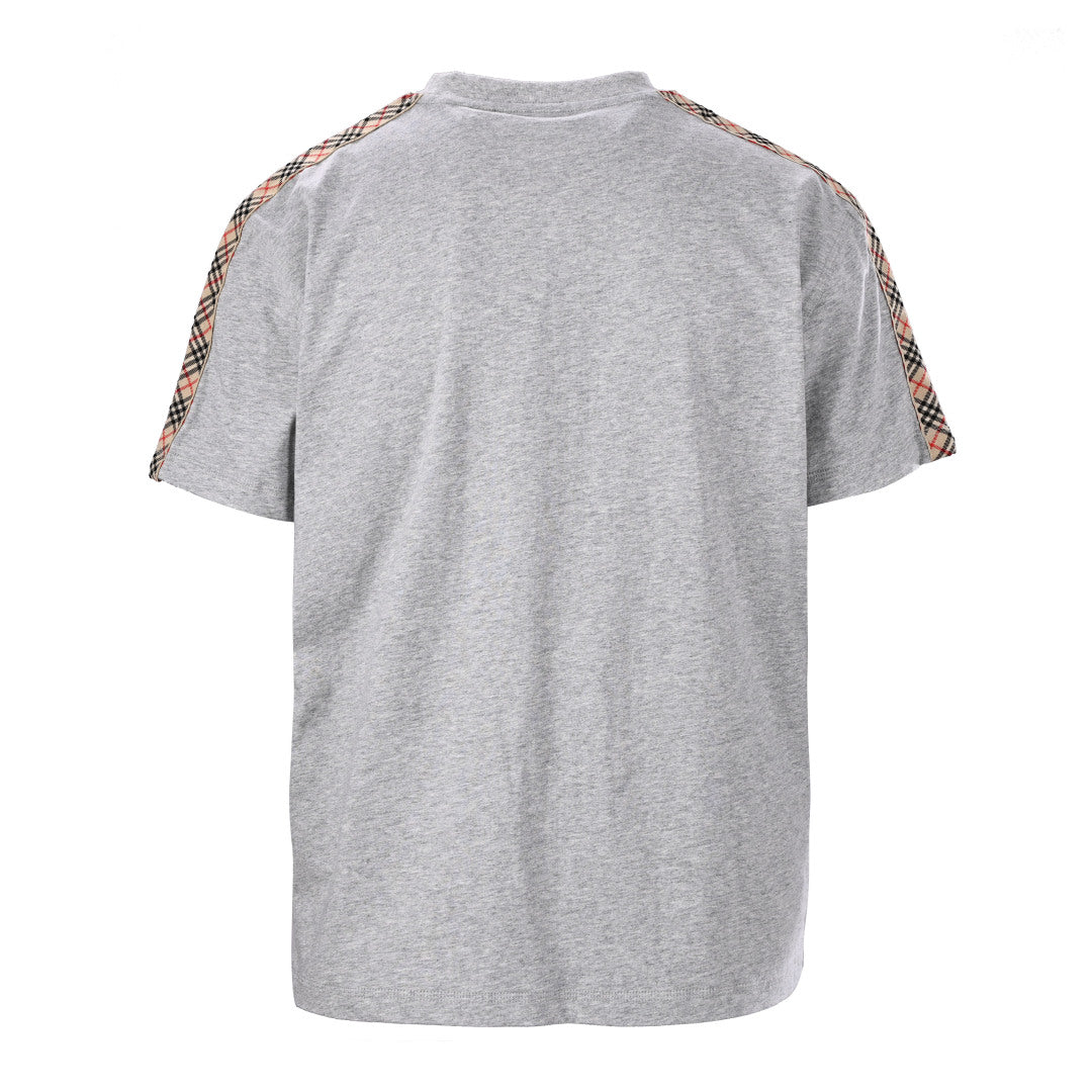 BURBERRY BBR Knight Embroidery Check-Shoulder T-Shirt