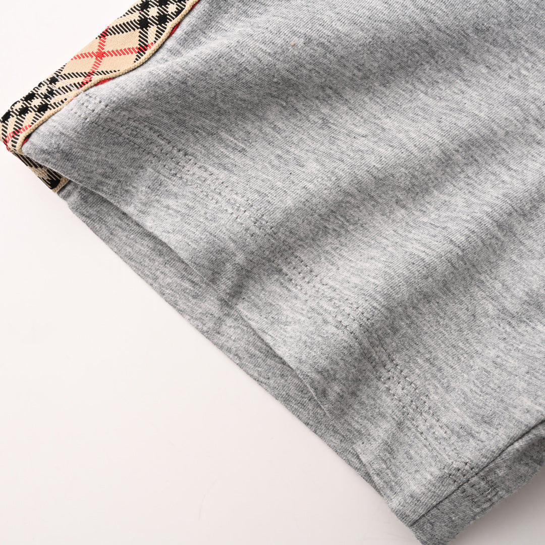 BURBERRY BBR Knight Embroidery Check-Shoulder T-Shirt