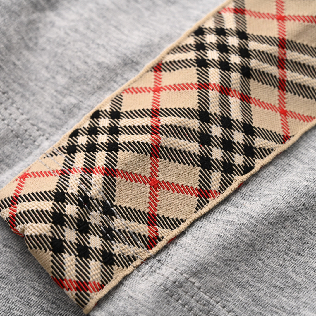 BURBERRY BBR Knight Embroidery Check-Shoulder T-Shirt