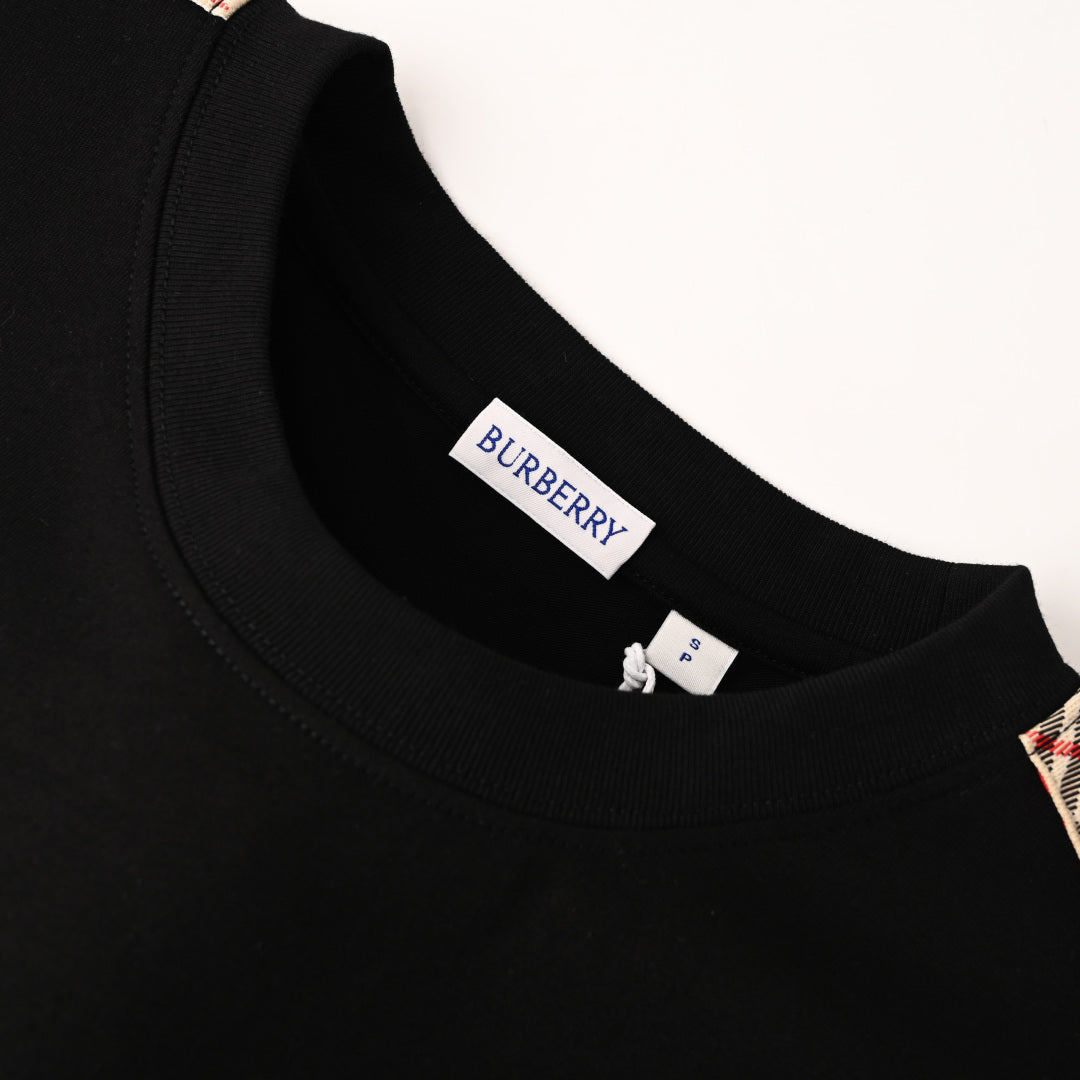 BURBERRY BBR Knight Embroidery Check-Shoulder T-Shirt S–L