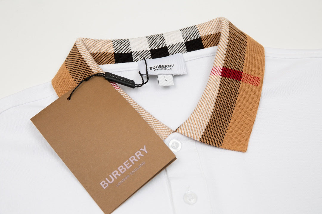 Burberry Men’s Polo Shirt – Striped Collar Contrast Design, Spring/Summer CollectionM – 3XL