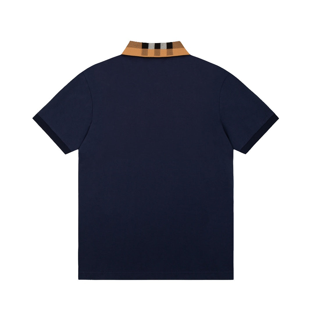 BURBERRY Men’s Striped Contrast Collar Polo Shirt – Blue | Sizes M–3XL