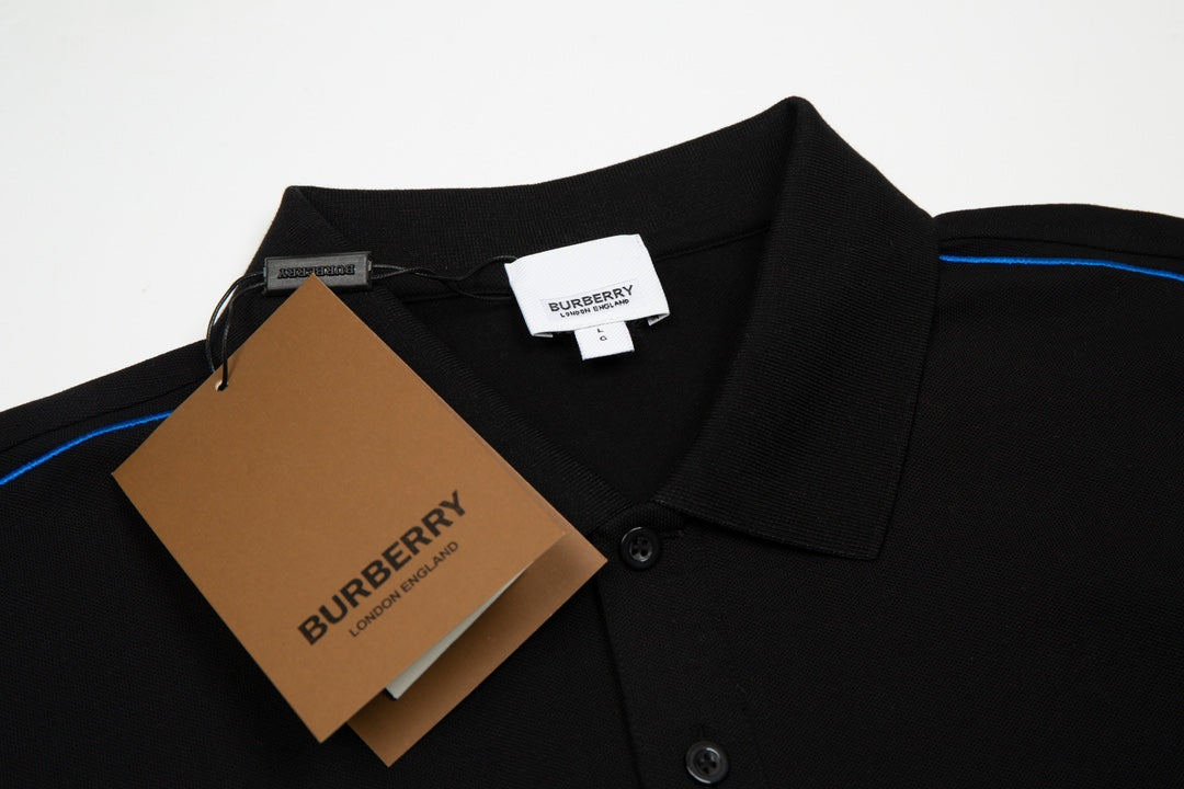 BURBERRY Men’s Equestrian Knight Embroidered Polo Shirt – Black | Sizes M–3XL