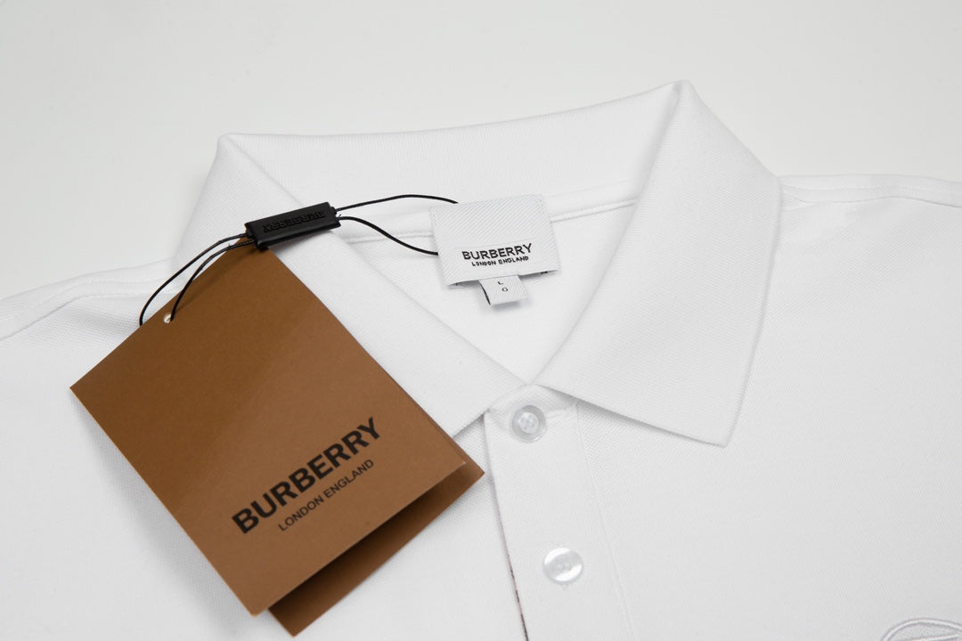 BURBERRY Men’s Classic TB Monogram Embroidered Polo Shirt – Black | Sizes M–3XL