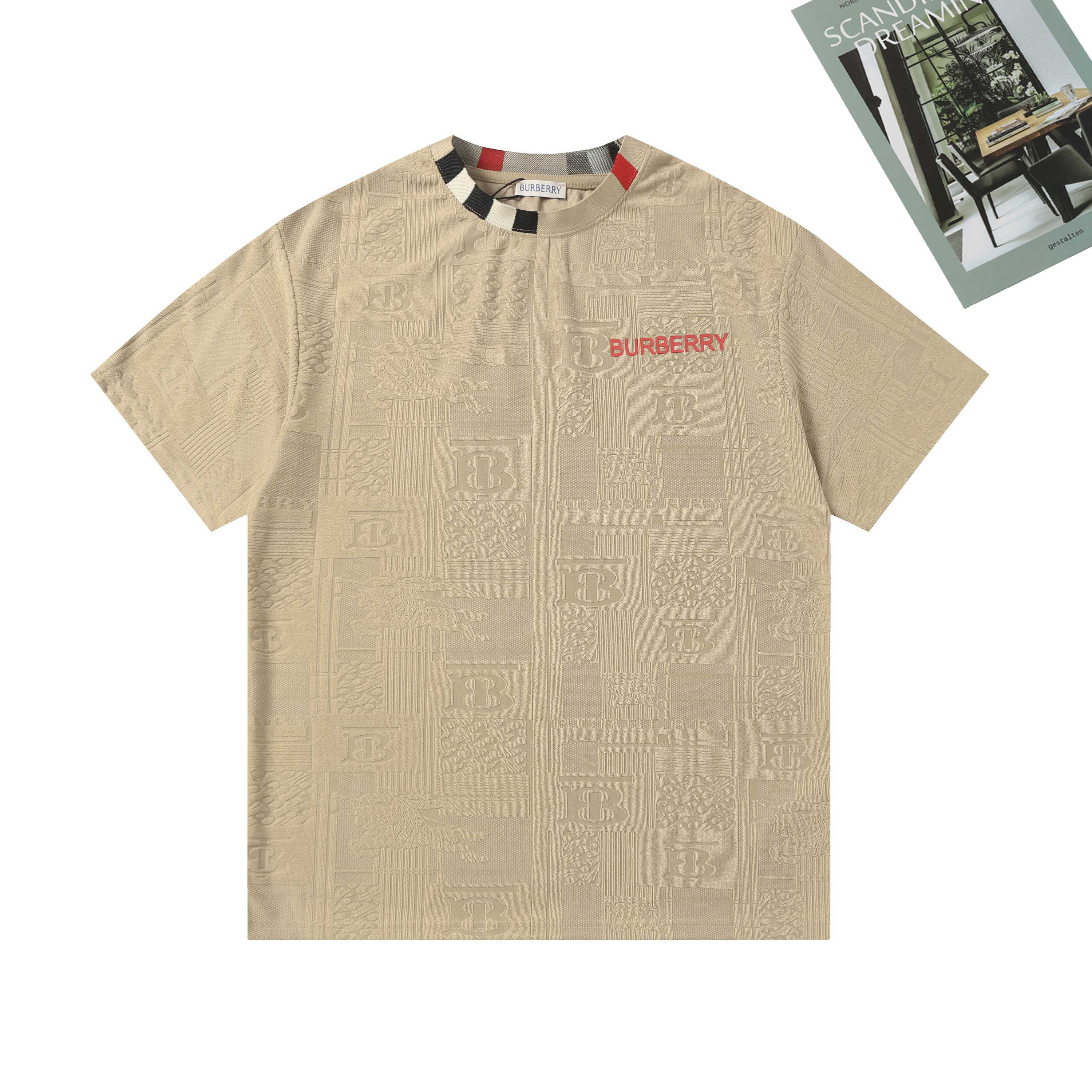 BURBERRY Unisex Jacquard Logo Print T-Shirt – Black, White, Khaki | Sizes M–XXL