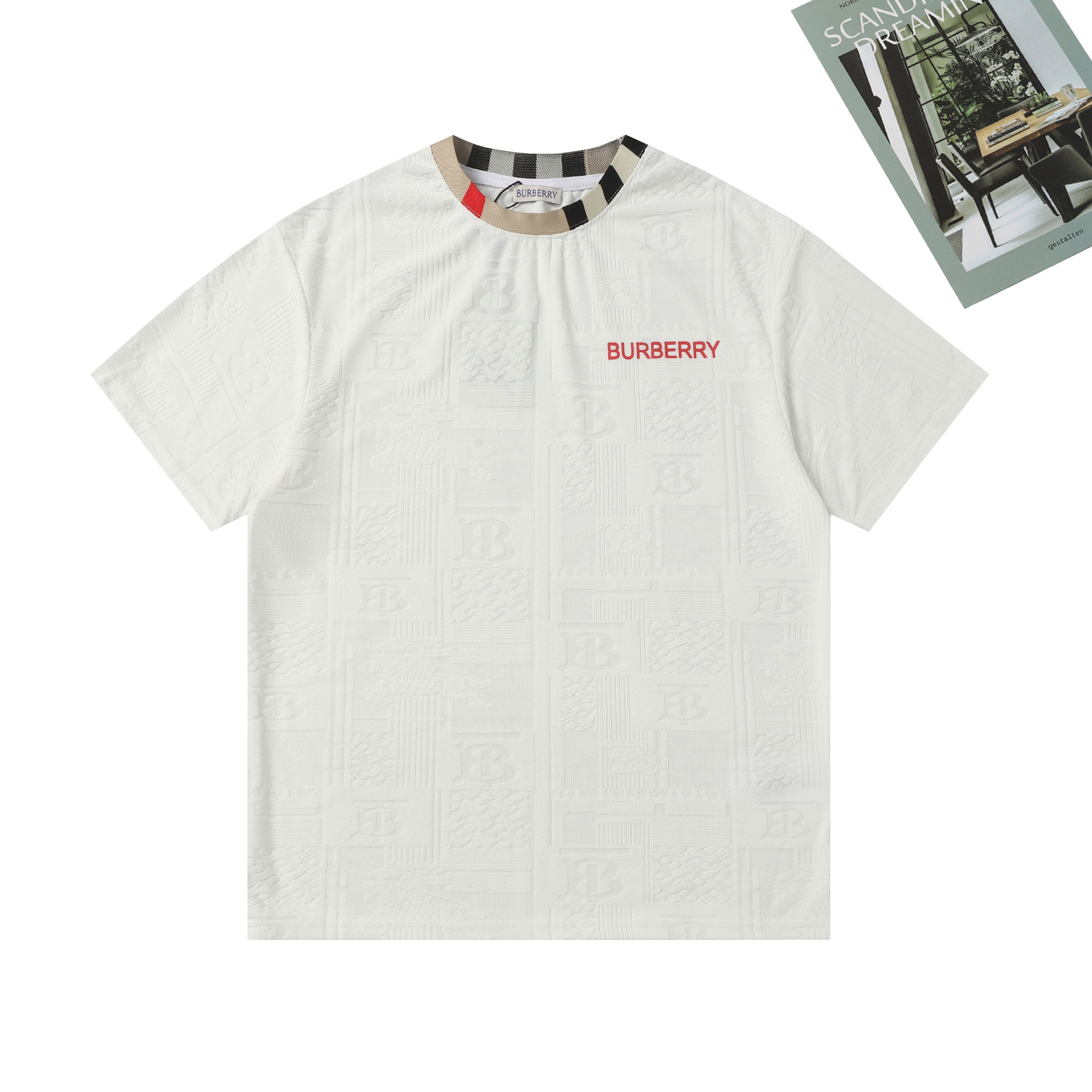 BURBERRY Unisex Jacquard Logo Print T-Shirt – Black, White, Khaki | Sizes M–XXL