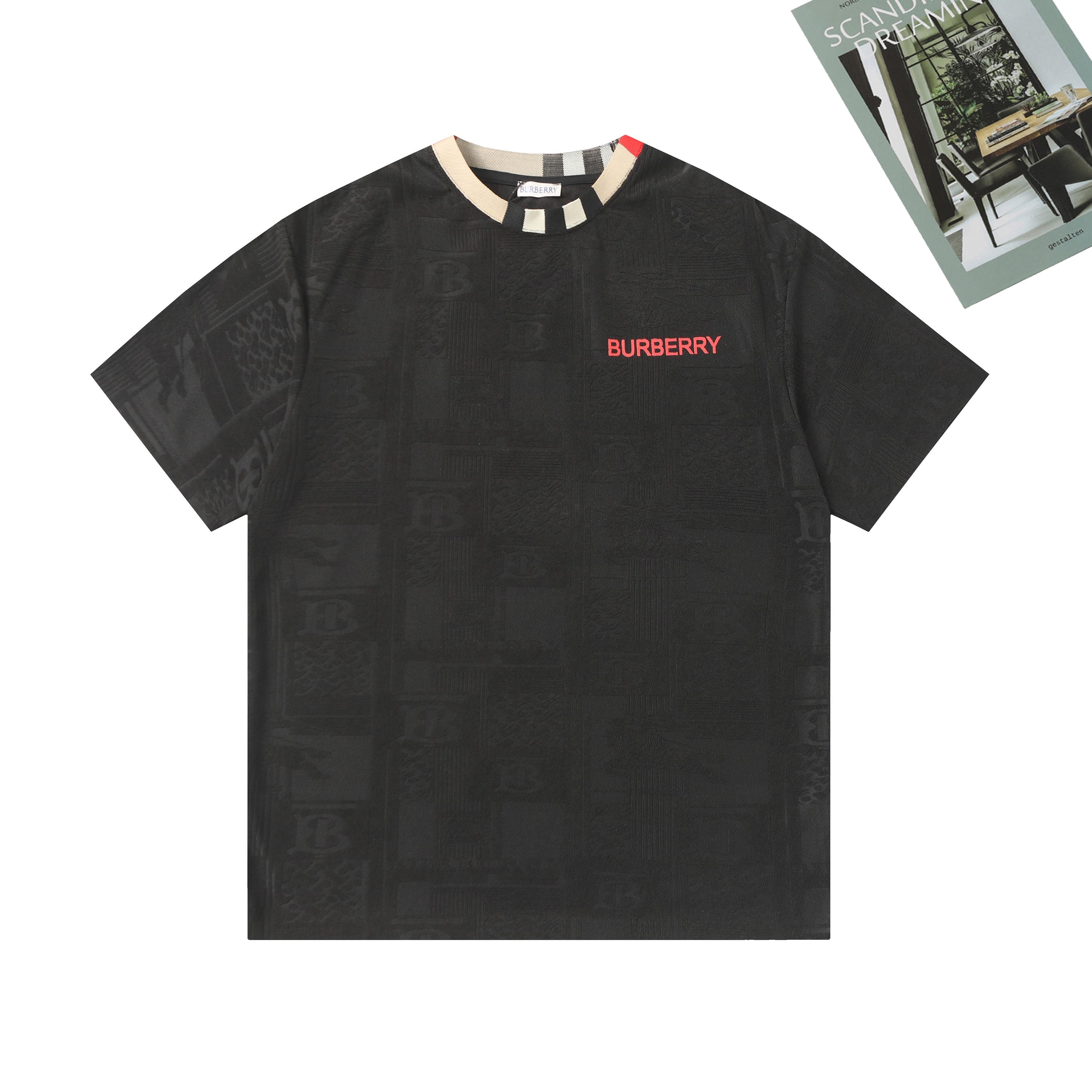 BURBERRY Unisex Jacquard Logo Print T-Shirt – Black, White, Khaki | Sizes M–XXL