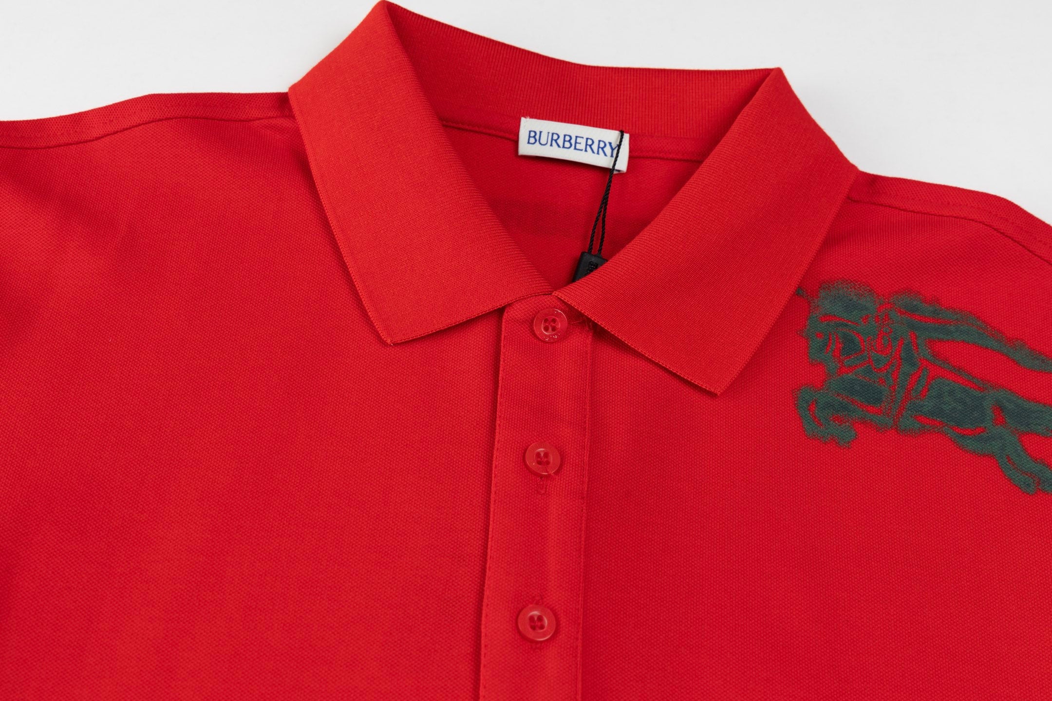 BURBERRY Men’s Classic Solid Color Equestrian Knight Embroidery Polo Shirt – Black | Sizes M–3XL