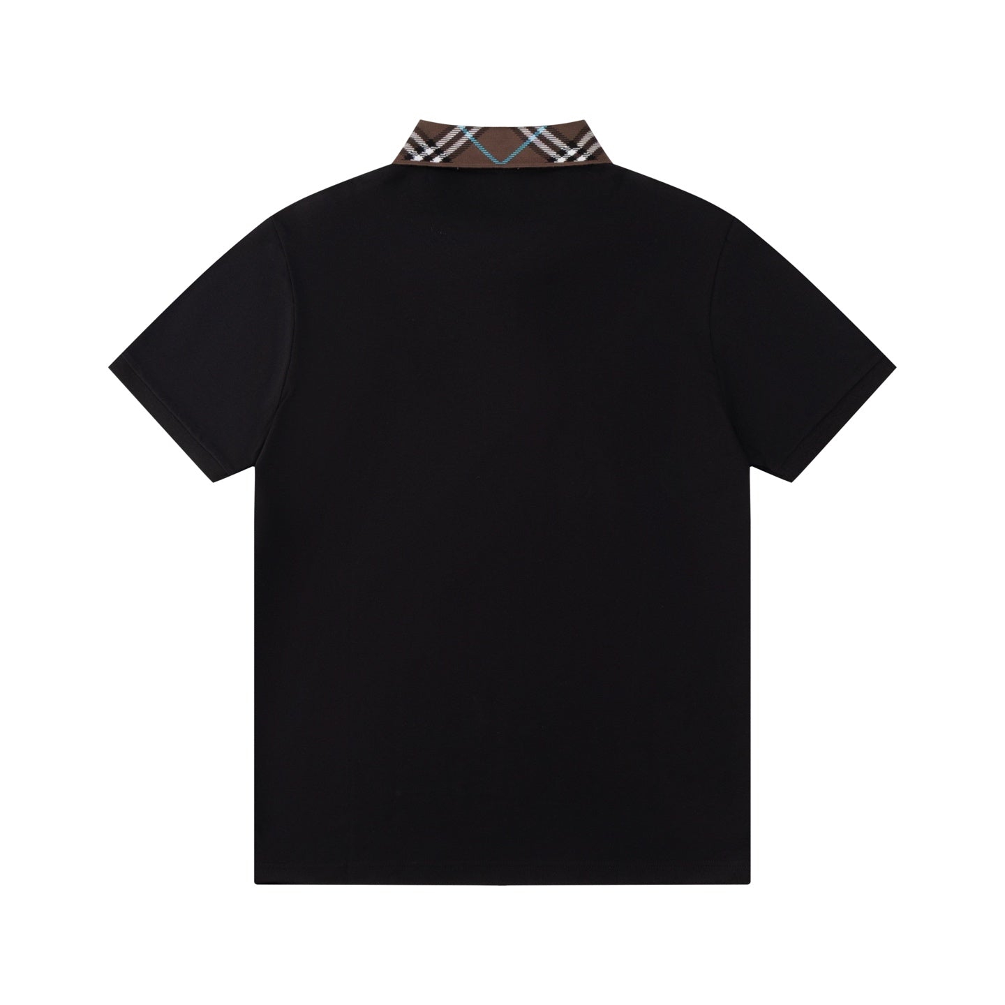 BURBERRY Men’s Contrast Collar Stripe Polo Shirt with Logo Embroidery – Black | Sizes M–3XL