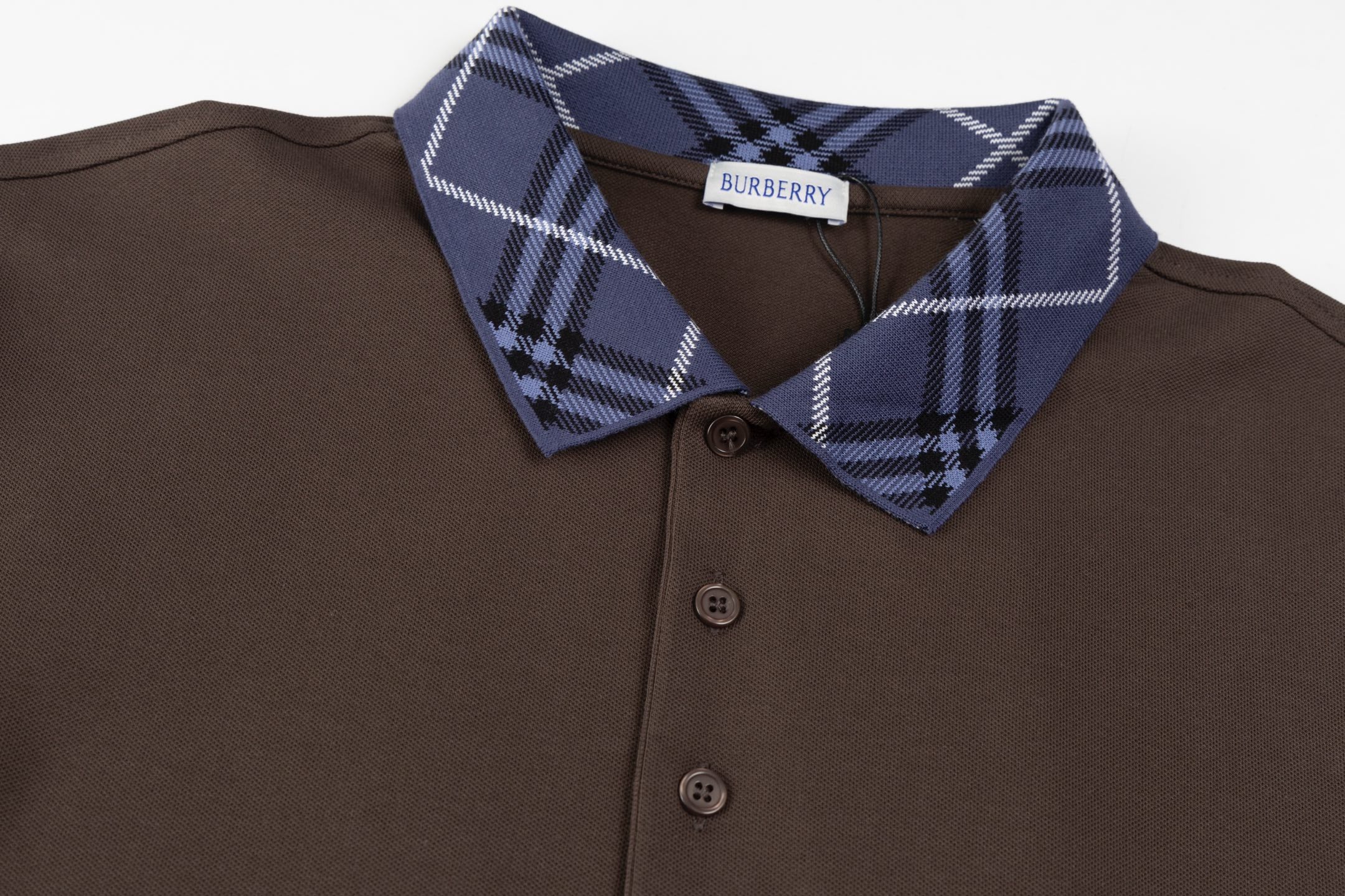 BURBERRY Men’s Contrast Collar Stripe Polo Shirt with Logo Embroidery – Black | Sizes M–3XL
