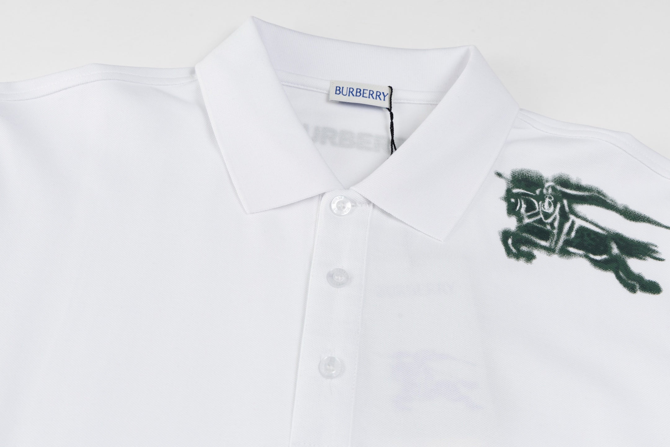 BURBERRY Men’s Classic Solid Equestrian Knight Embroidery Polo Shirt – White | Sizes M–3XL