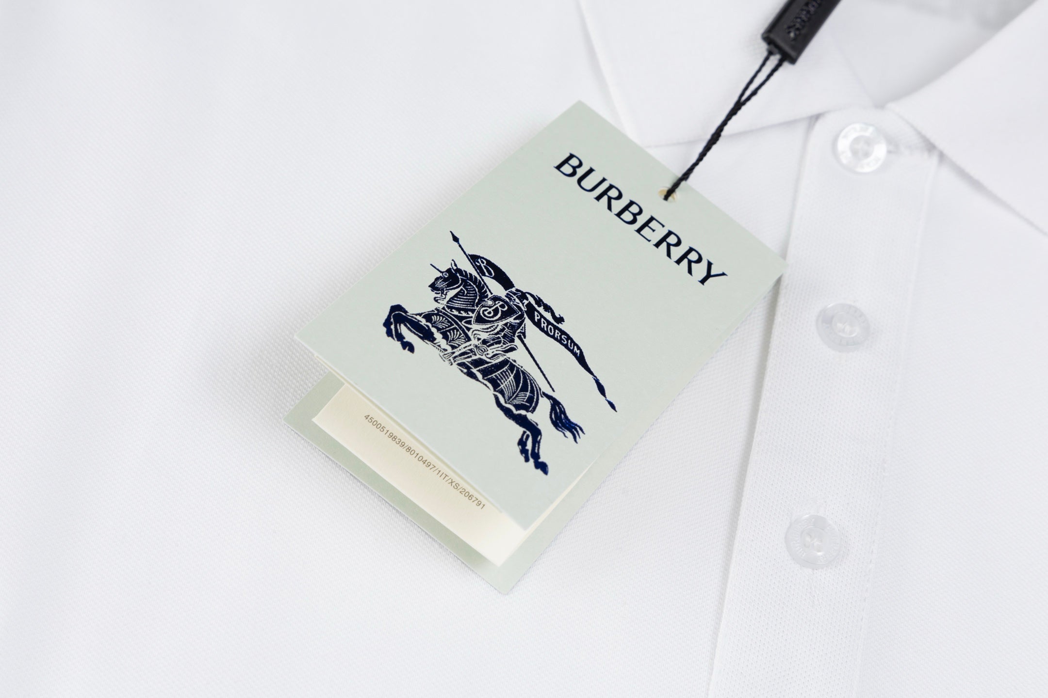 BURBERRY Men’s Classic Solid Equestrian Knight Embroidery Polo Shirt – White | Sizes M–3XL