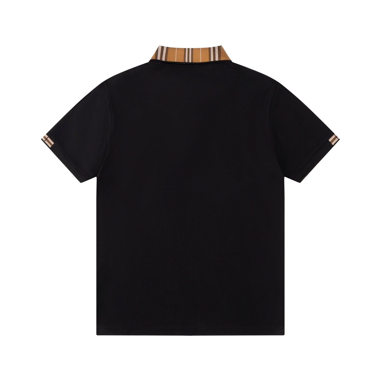 BURBERRY Men’s Contrast Stripe Collar Polo Shirt with Logo Embroidery – Apricot | Sizes M–3XL
