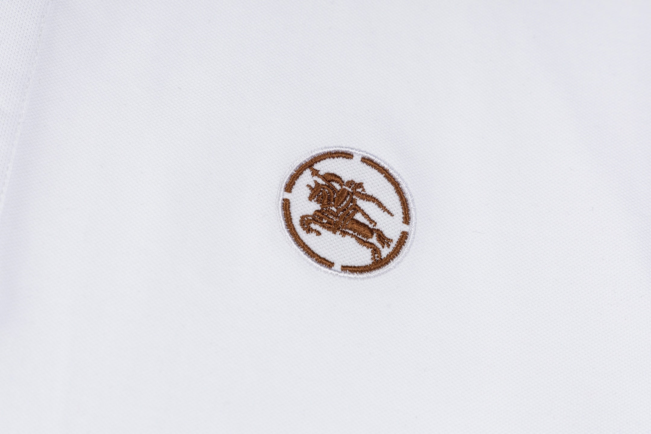 BURBERRY Men’s Contrast Stripe Collar Polo Shirt with Logo Embroidery – Apricot | Sizes M–3XL