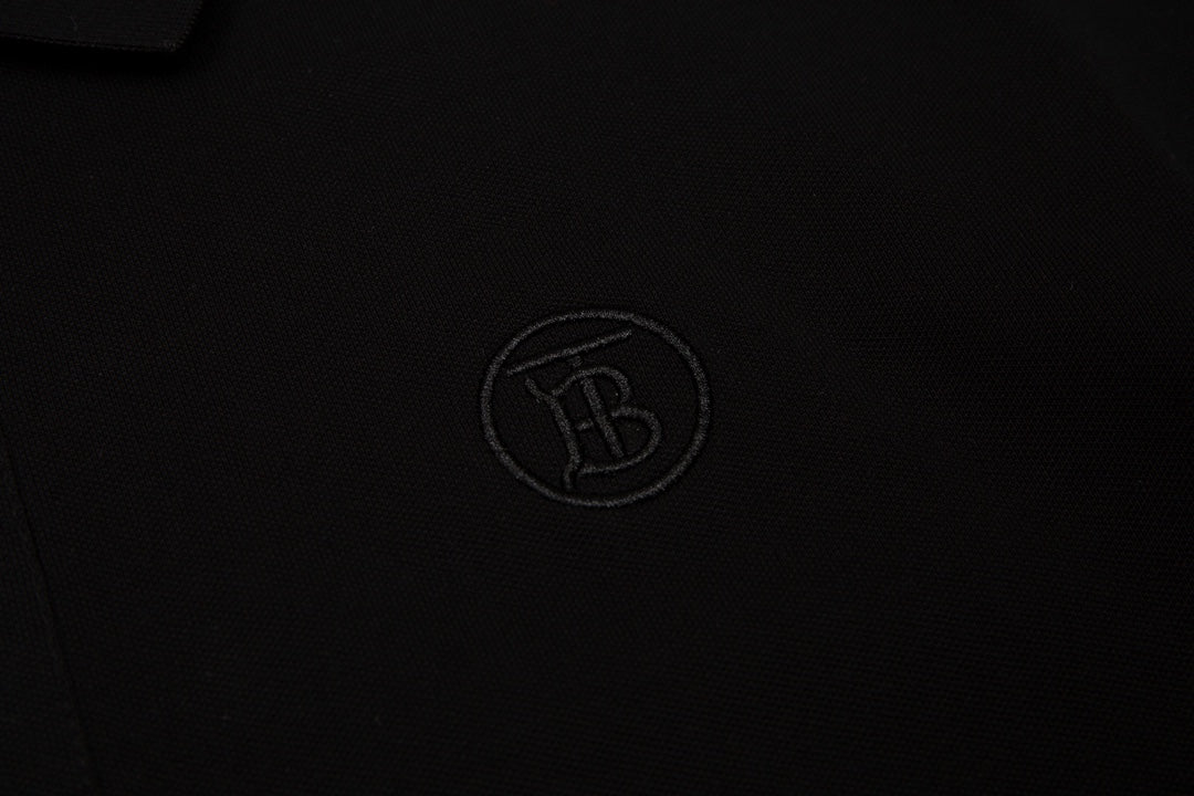 BURBERRY Men’s Classic TB Monogram Embroidered Polo Shirt – Black | Sizes M–3XL