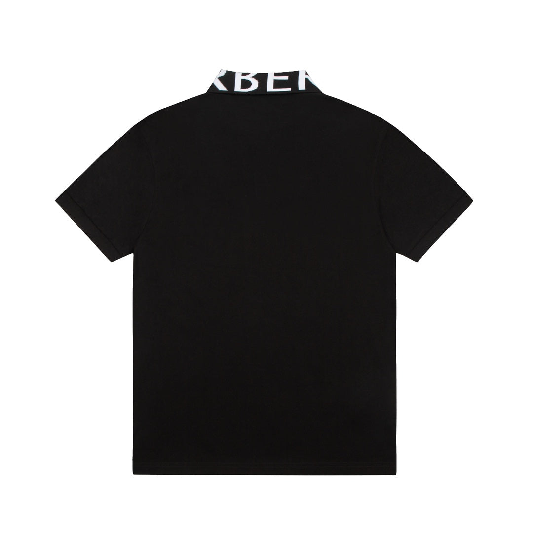 BURBERRY Men’s Classic TB Jacquard Collar Polo Shirt – Black | Sizes M–3XL