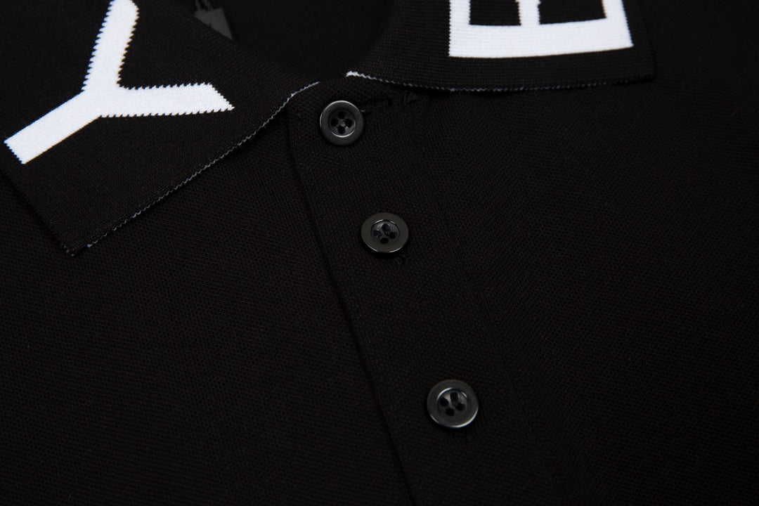 BURBERRY Men’s Classic TB Jacquard Collar Polo Shirt – Black | Sizes M–3XL