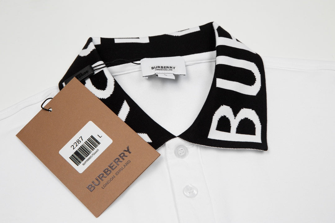 BURBERRY Men’s Classic TB Jacquard Collar Polo Shirt – Black | Sizes M–3XL