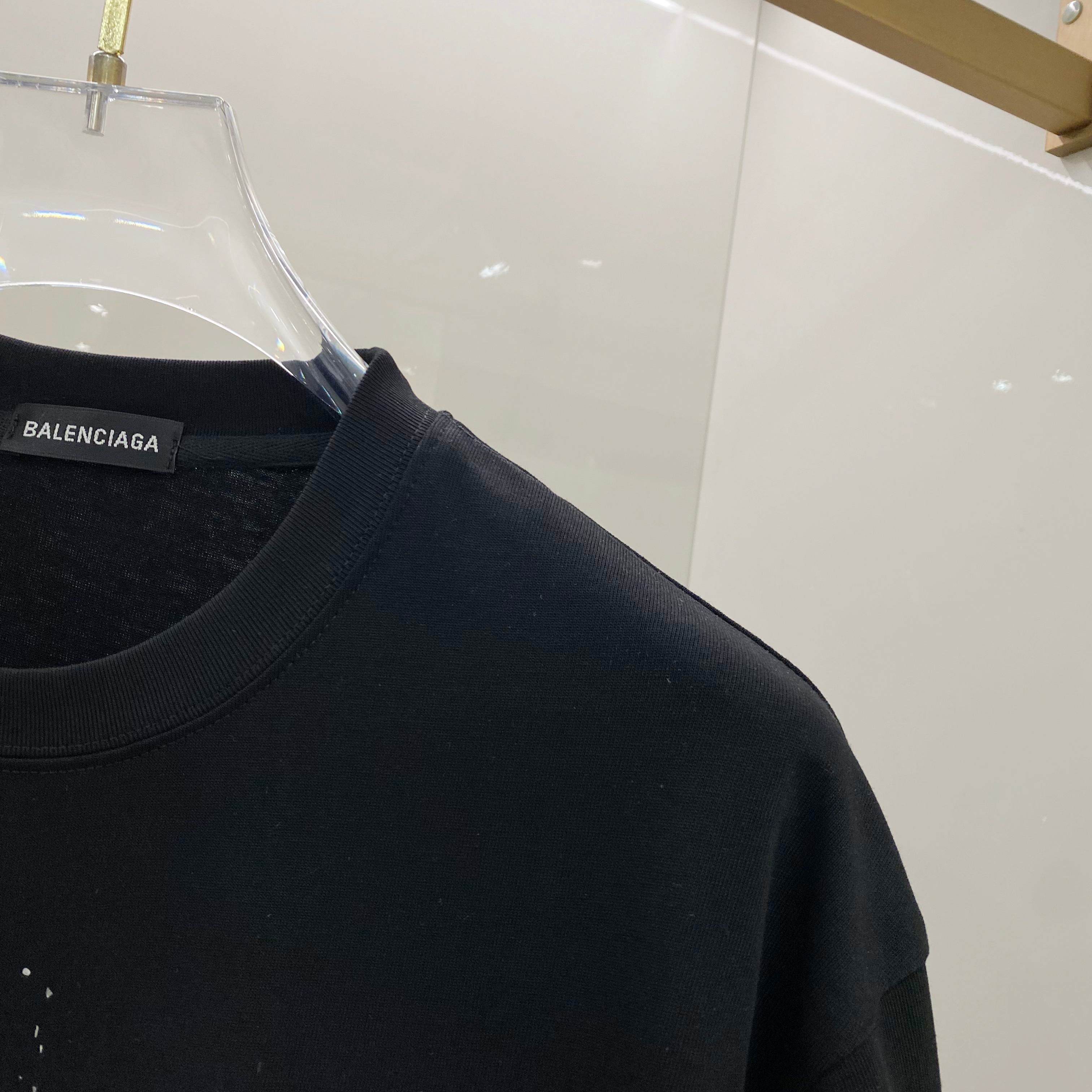 BALENCIAGA 25SS Premium Logo Print Patch Crewneck T-Shirt – Unisex | Sizes 48–56