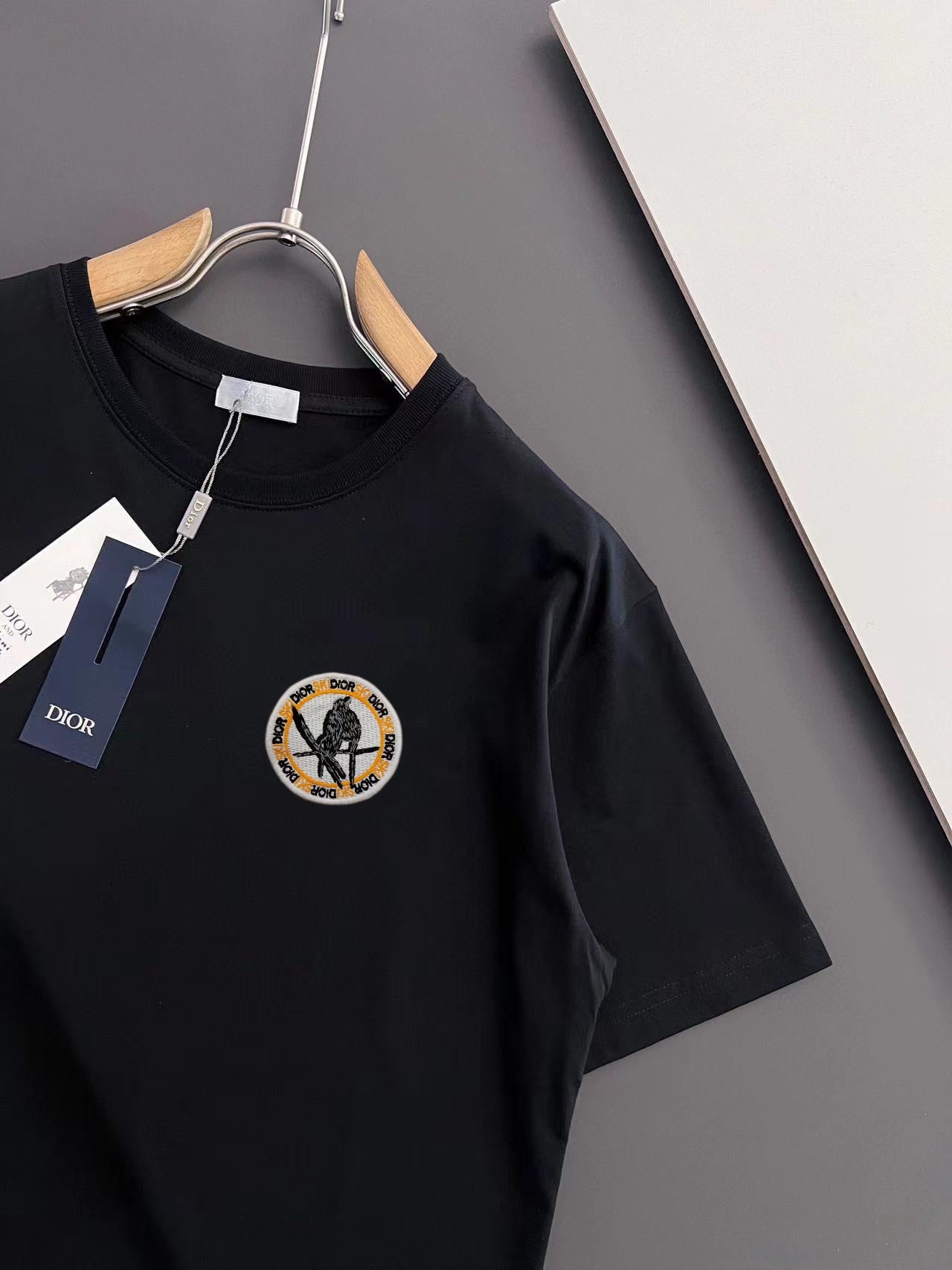 DIOR 2025 Early Spring Handcrafted Gold Thread Logo T-Shirt | Sizes S–XXL