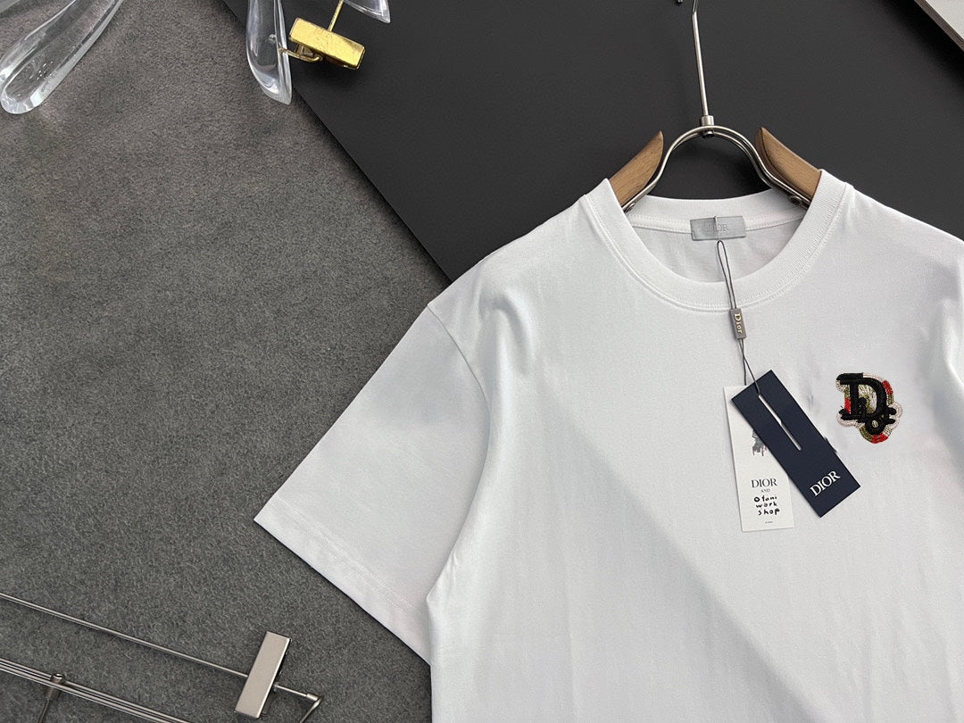 DIOR 2025 Early Spring Gold Thread Logo T-Shirt | Sizes S–XXL