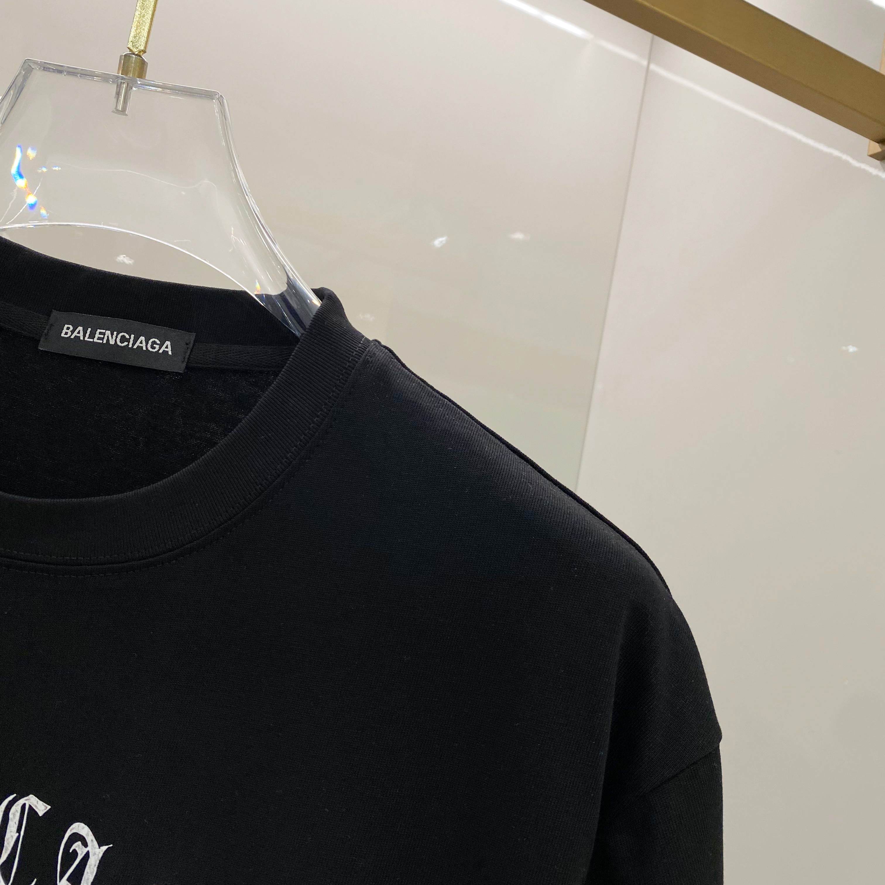 BALENCIAGA 25SS Premium Logo Print Patch Crewneck T-Shirt – Unisex | Sizes 48–56