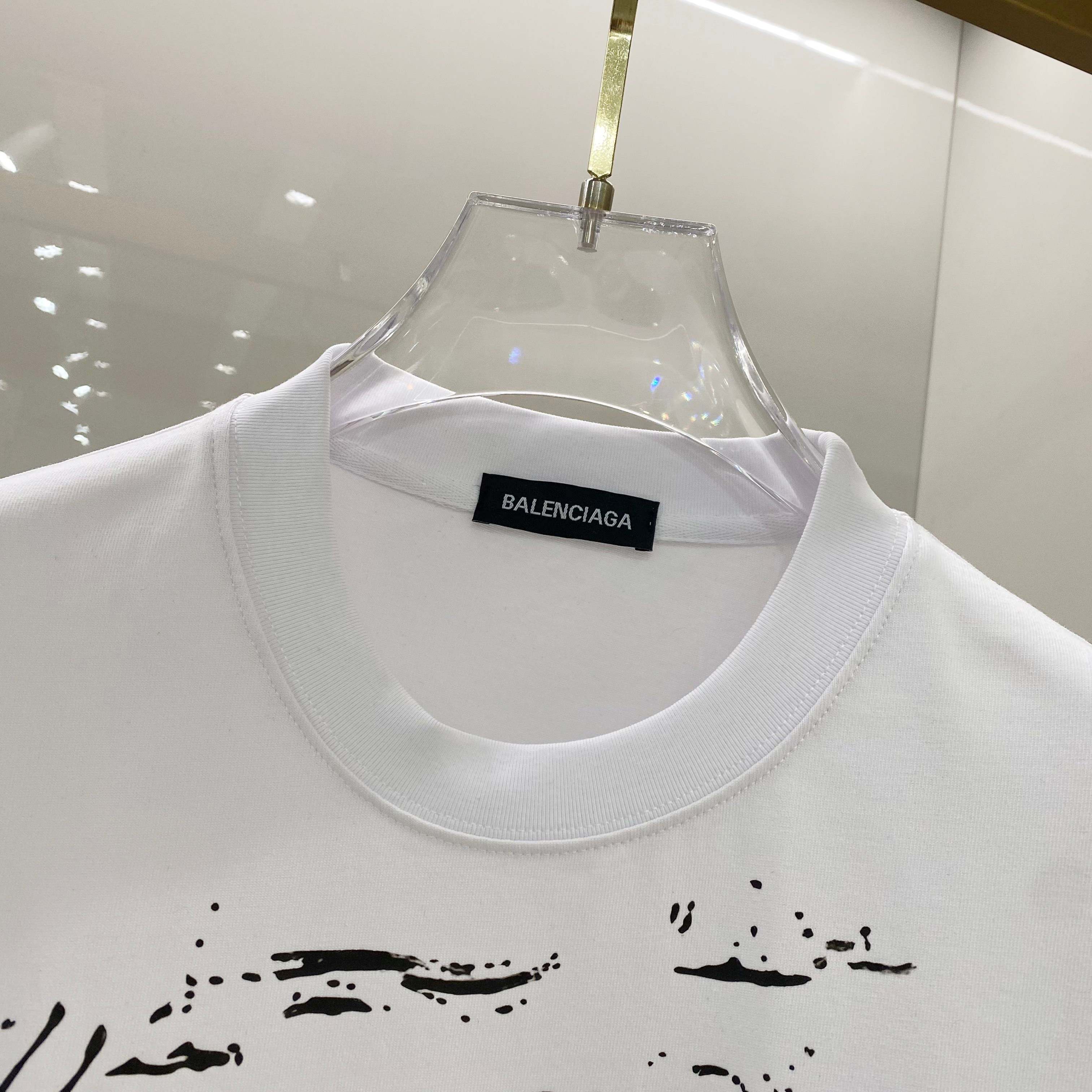 BALENCIAGA 25SS Premium Logo Print Patch Crewneck T-Shirt – Unisex |