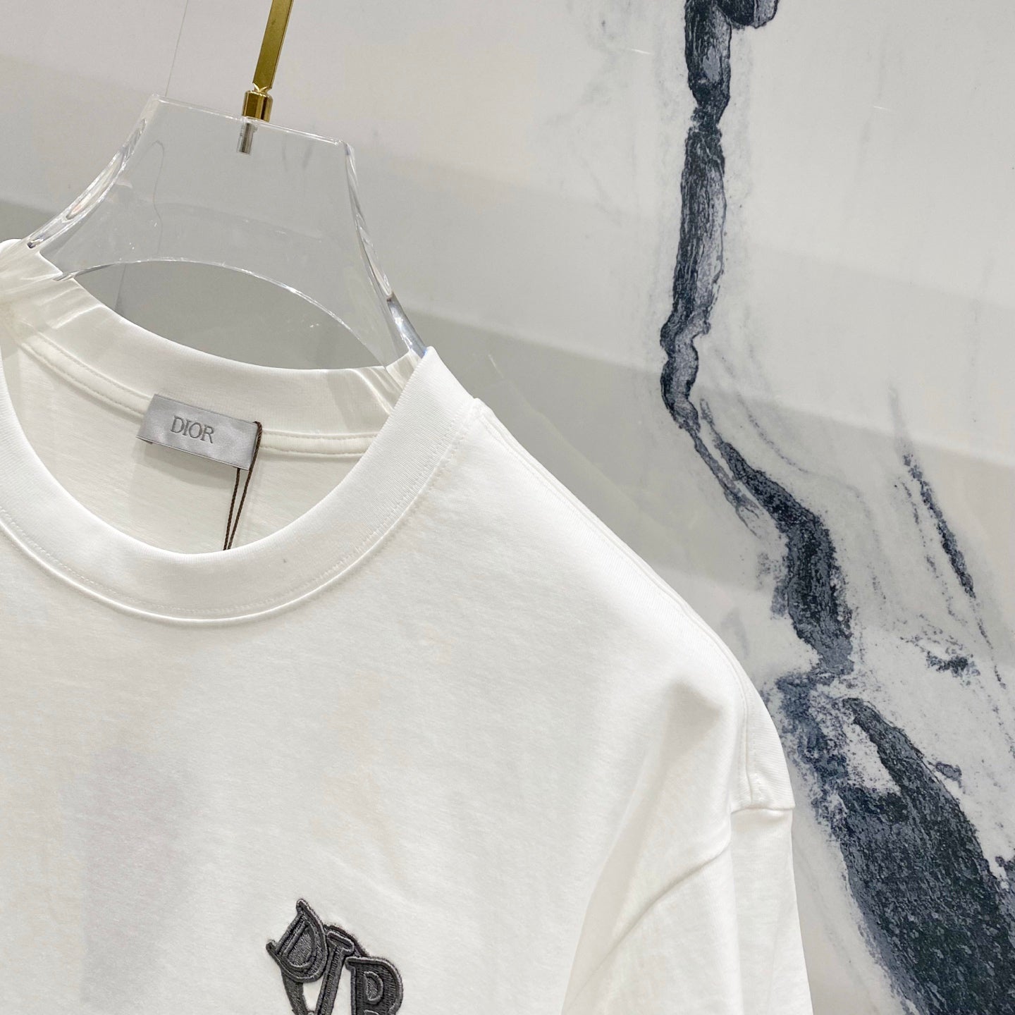 DIOR Embossed Logo Embroidery T-Shirt – Black/White | Sizes S–XL