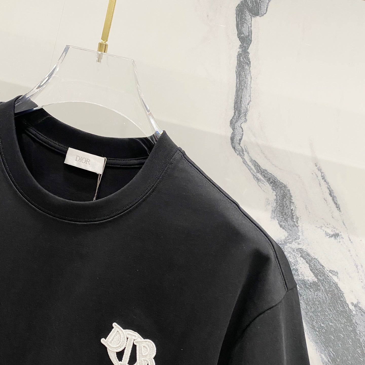DIOR Embossed Logo Embroidery T-Shirt – Black/White | Sizes S–XL