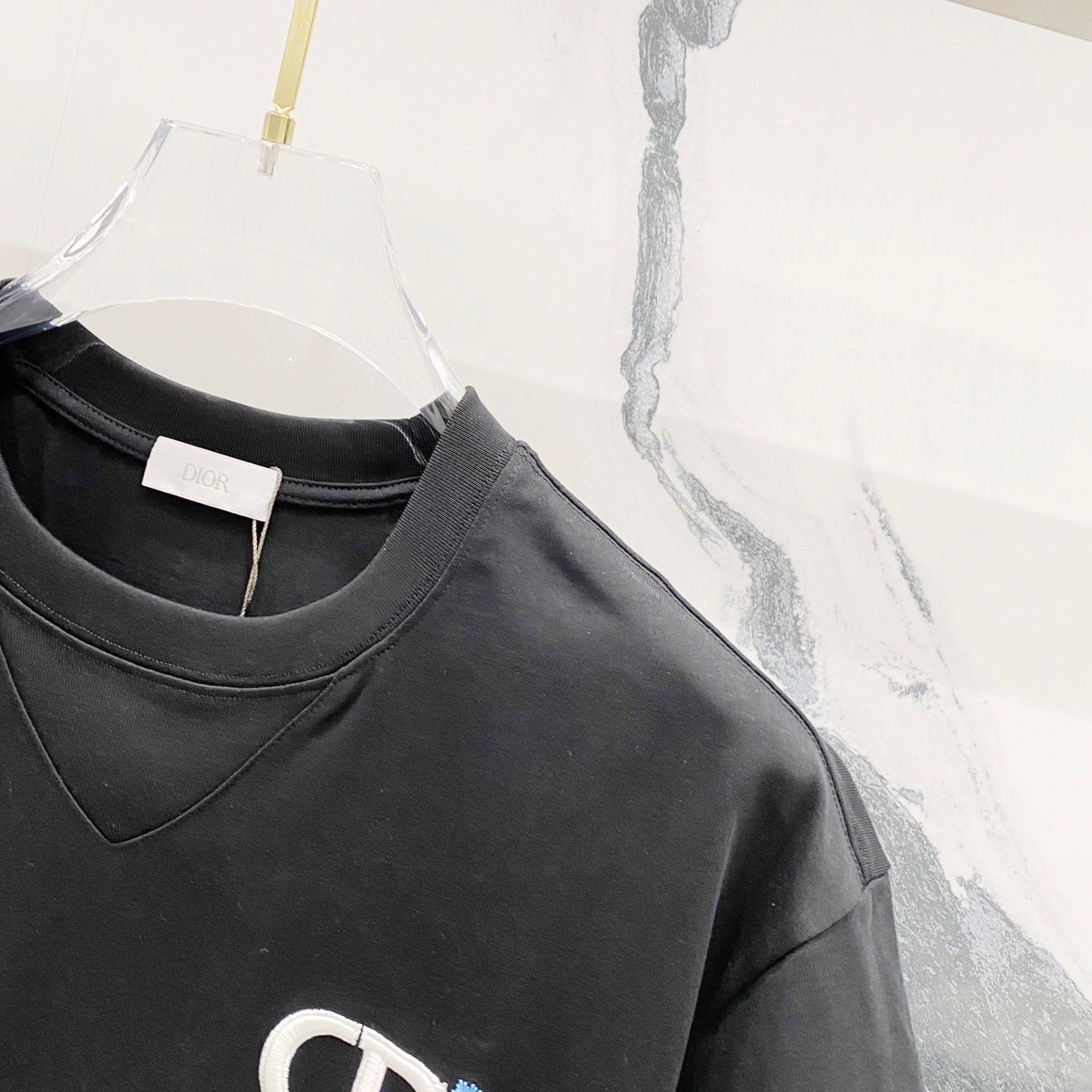 DIOR Embossed Logo Embroidery T-Shirt – Black/White | Sizes S–XL