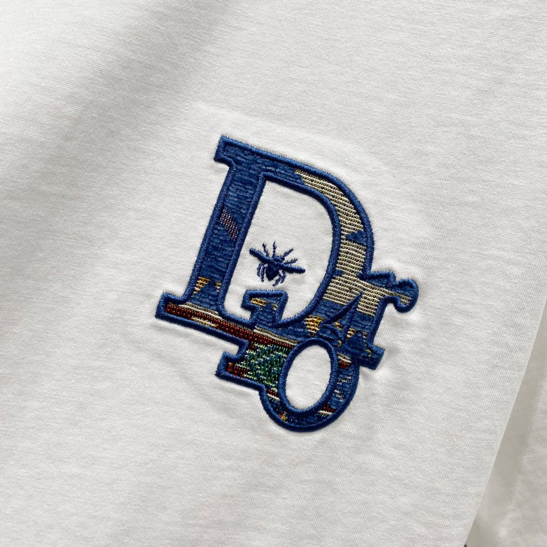 DIOR Embossed Logo Embroidery T-Shirt – Black/White | Sizes S–XL