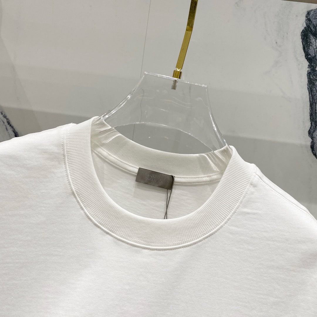 DIOR Embossed Logo Embroidery T-Shirt – Black/White | Sizes S–XL