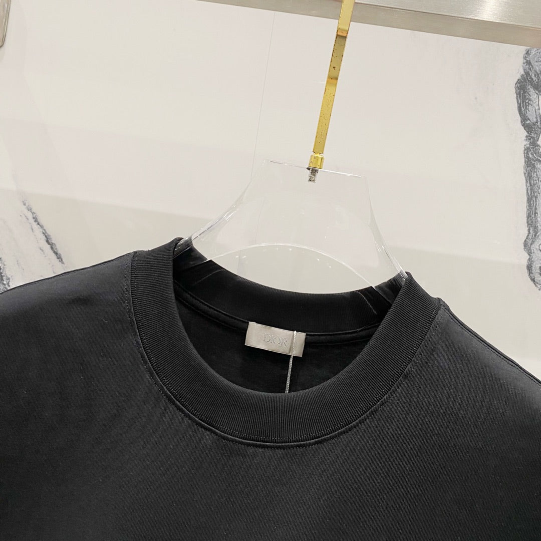 DIOR Embossed Logo Embroidery T-Shirt – Black/White | Sizes S–XL