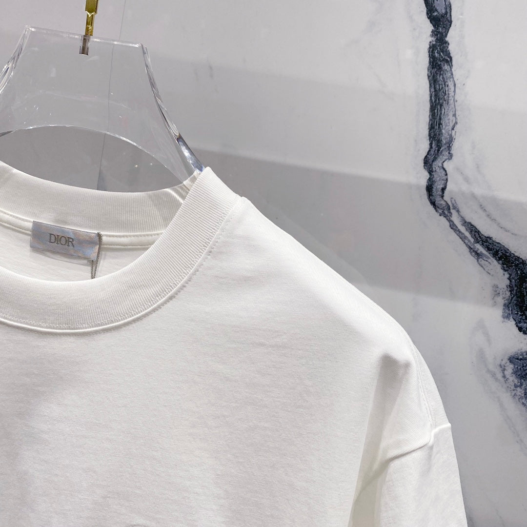 DIOR Embossed Logo Embroidery T-Shirt – Black/White | Sizes S–XL