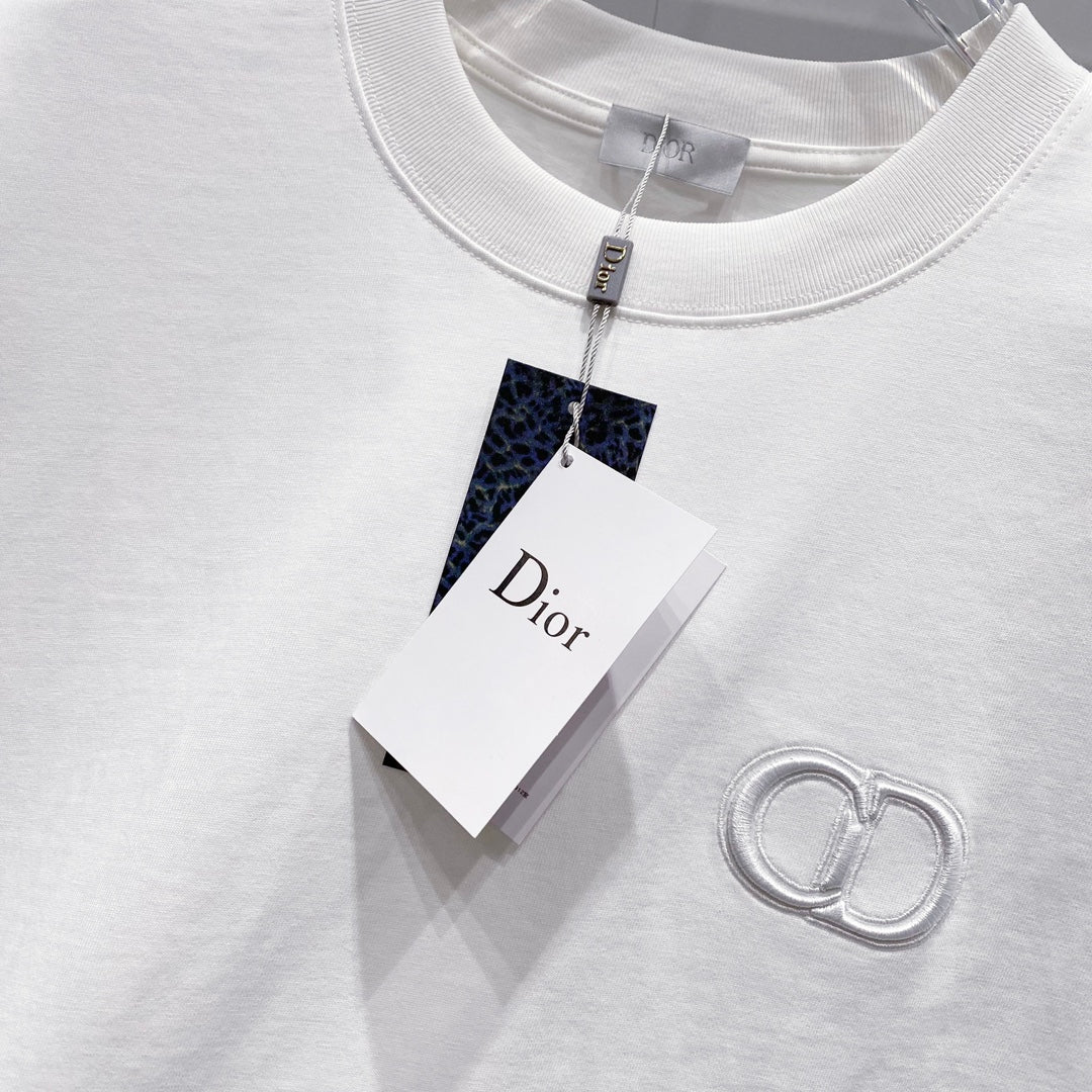 DIOR Embossed Logo Embroidery T-Shirt – Black/White | Sizes S–XL