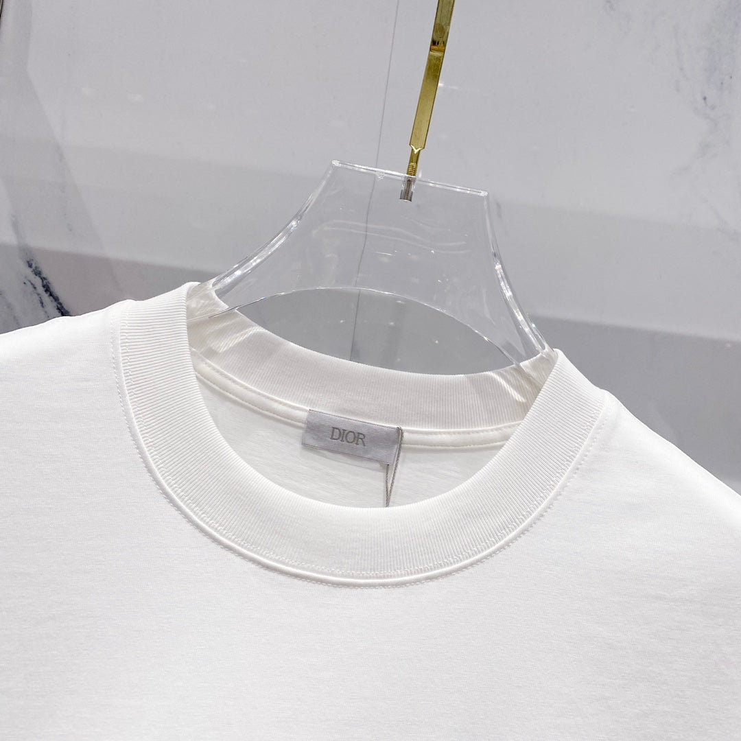 DIOR Embossed Logo Embroidery T-Shirt – Black/White | Sizes S–XL