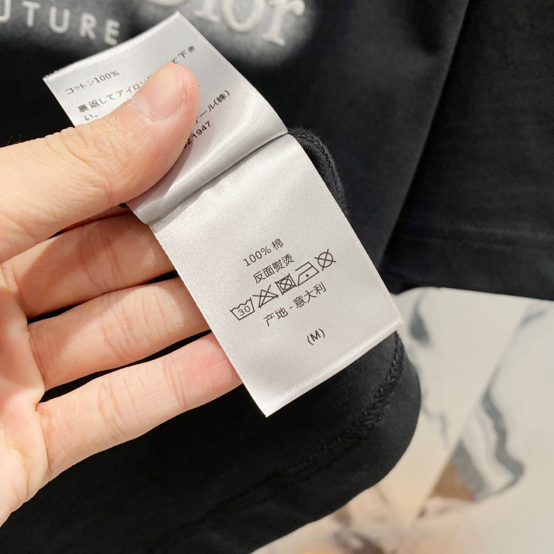DIOR Embossed Logo Embroidery T-Shirt – Black/White | Sizes S–XL