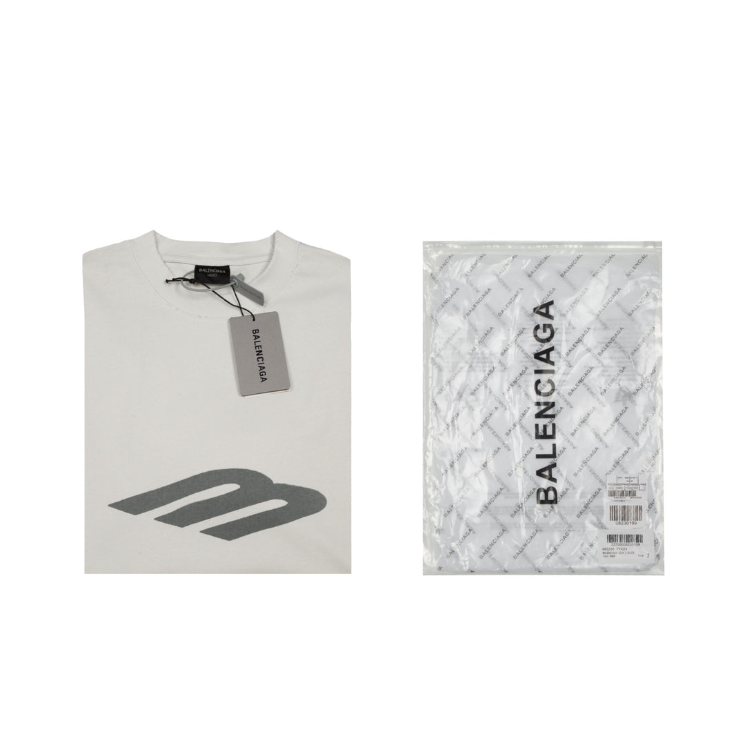 BALENCIAGA Front & Back “M” Graffiti Logo T-Shirt – Unisex Oversized Fit | Sizes 1–4