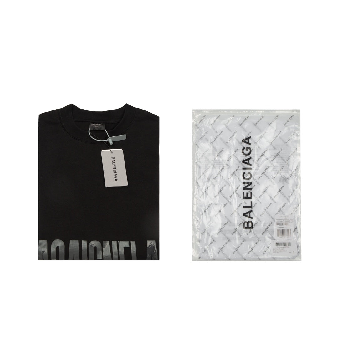 BALENCIAGA Cracked Reverse Logo Distressed T-Shirt – Unisex Oversized Fit | Sizes XS–L