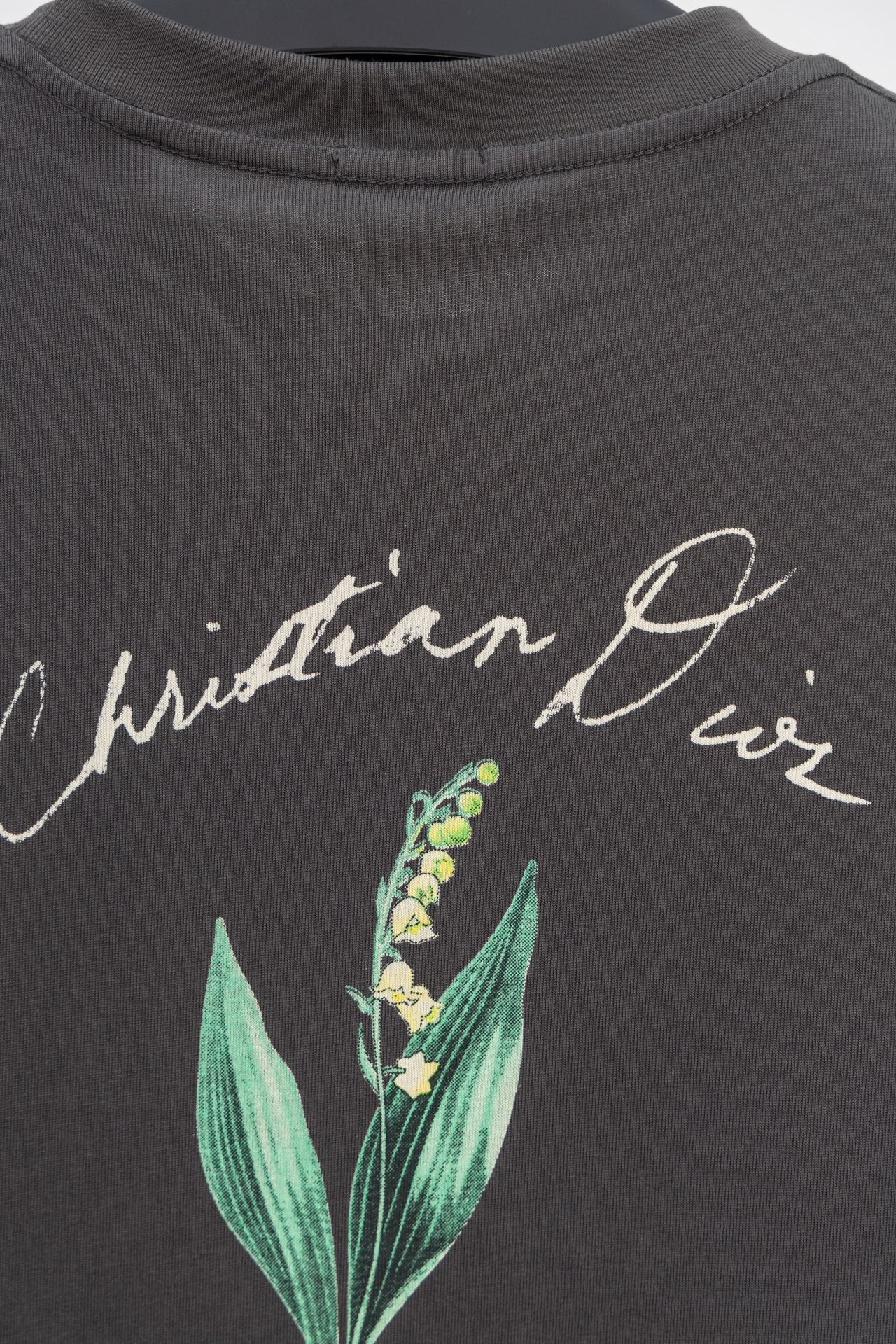 DIOR 2024SS Script Logo Lily of the Valley Flocked T-Shirt – Gray | Sizes XS–L