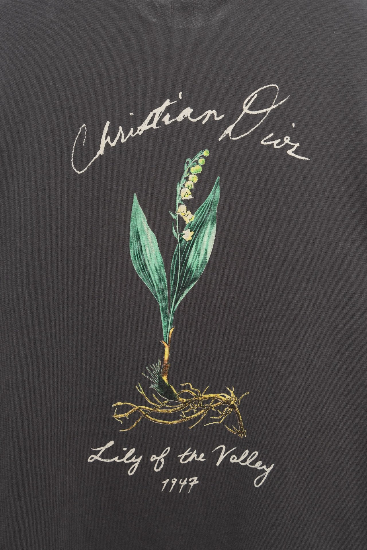DIOR 2024SS Script Logo Lily of the Valley Flocked T-Shirt – Gray | Sizes XS–L