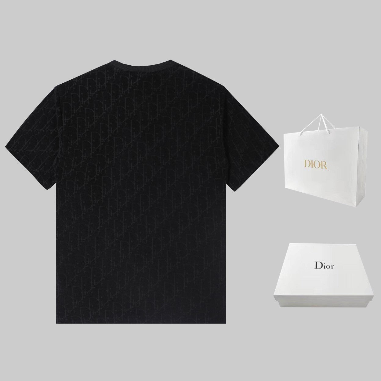 DIOR 2024SS Jacquard Cotton T-Shirt – Black/White | Sizes S–XL (Unisex)