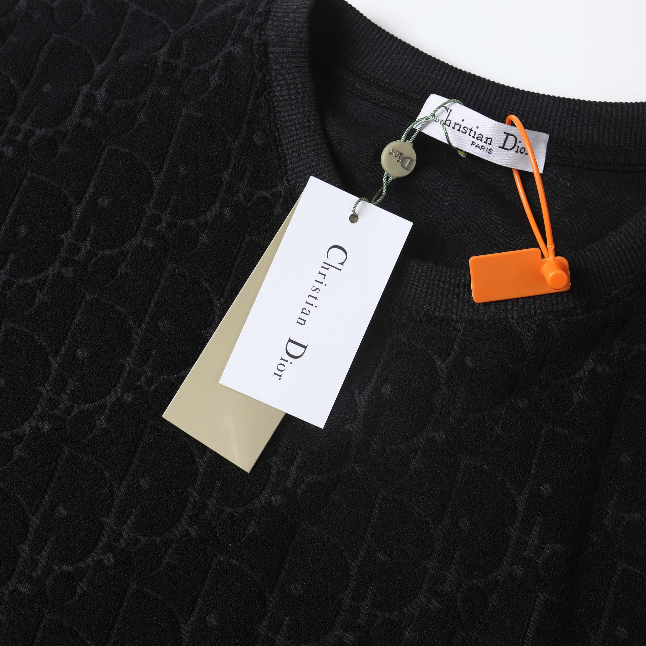 DIOR 2024SS Jacquard Cotton T-Shirt – Black/White | Sizes S–XL (Unisex)