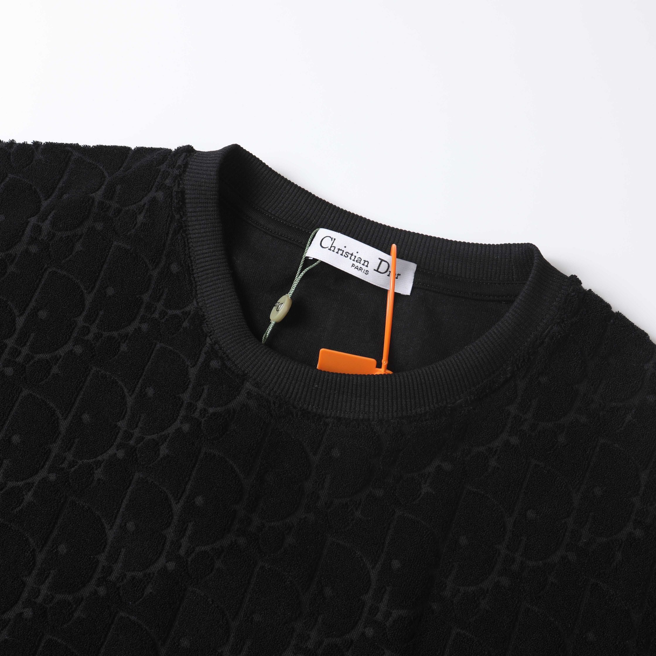 DIOR 2024SS Jacquard Cotton T-Shirt – Black/White | Sizes S–XL (Unisex)