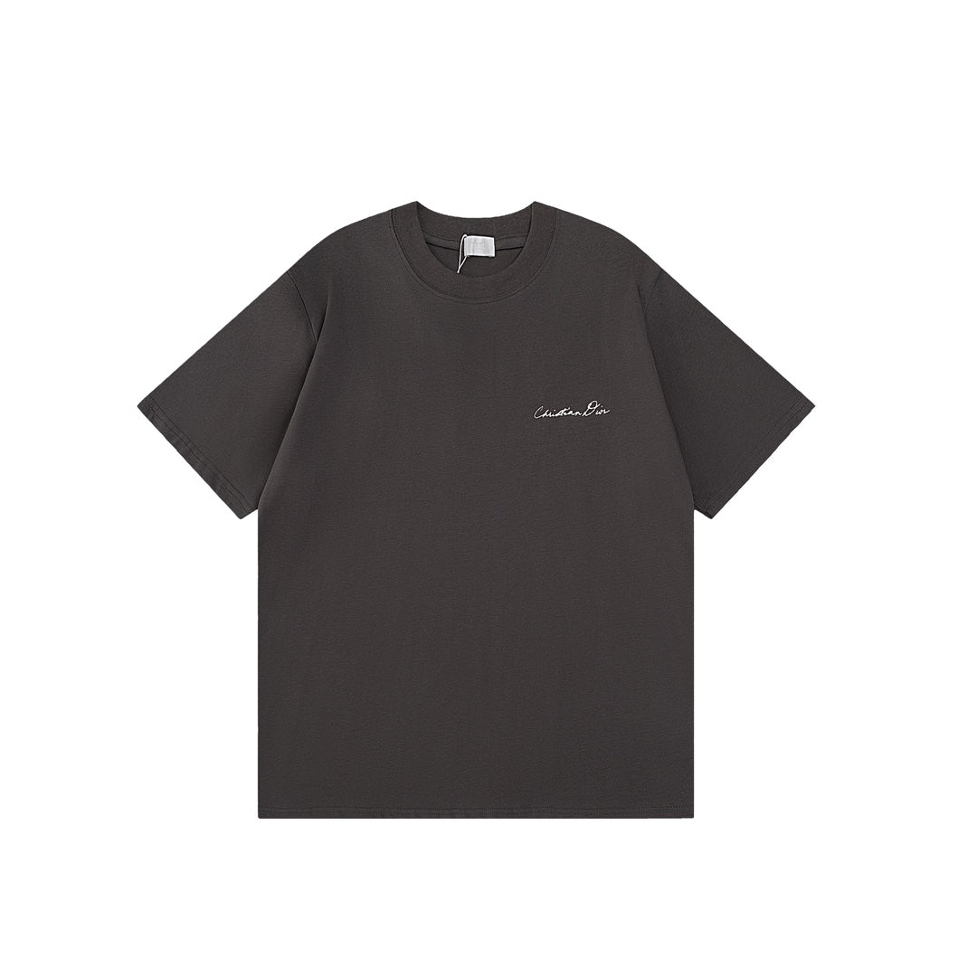 DIOR 2024SS Script Logo & Lily-of-the-Valley Flocked Print T-Shirt | Premium Cotton | Sizes XS–L