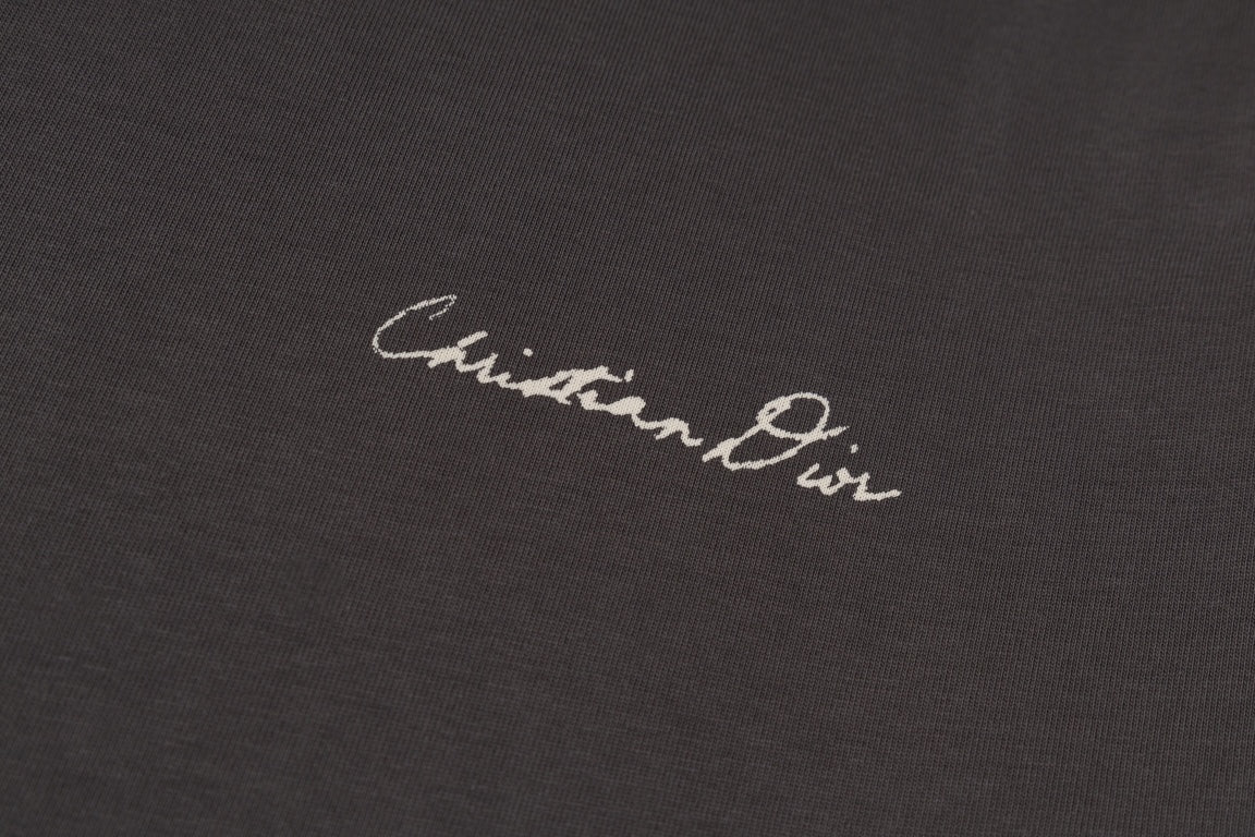 DIOR 2024SS Script Logo & Lily-of-the-Valley Flocked Print T-Shirt | Premium Cotton | Sizes XS–L