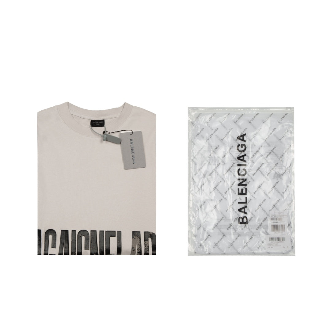 BALENCIAGA Cracked Reverse Logo Distressed T-Shirt – Unisex Oversized Fit | Sizes XS–L